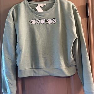 Francesca's Collections Pastel Green Sheep Sweater